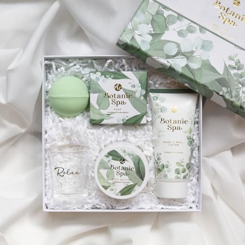 Accentra Coffret cadeau 5 pièces BOTANIC SPA - coffret de bain bien-être pour femmes - bougie parfumée, savon, crème pou
