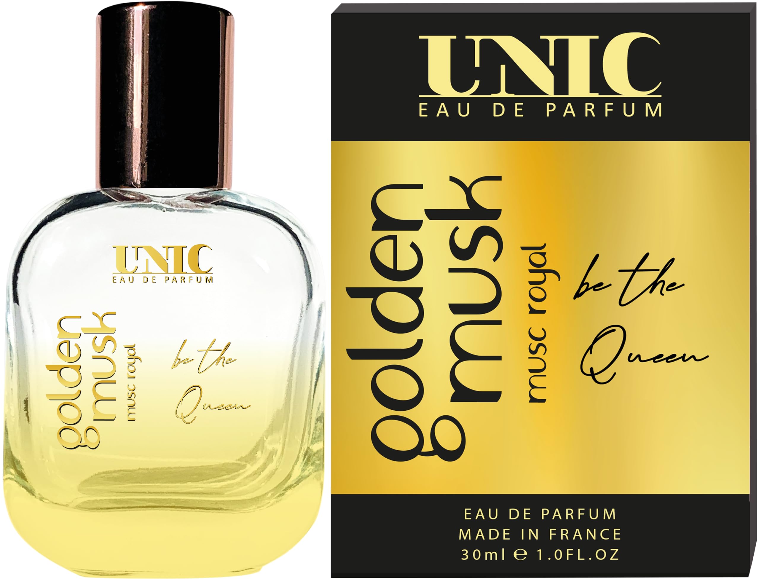 UNIC Eau de Parfum GOLDEN MUSK parfum élite pour homme en ville nocturne longue tenue 30ml notes de mousse et vanille