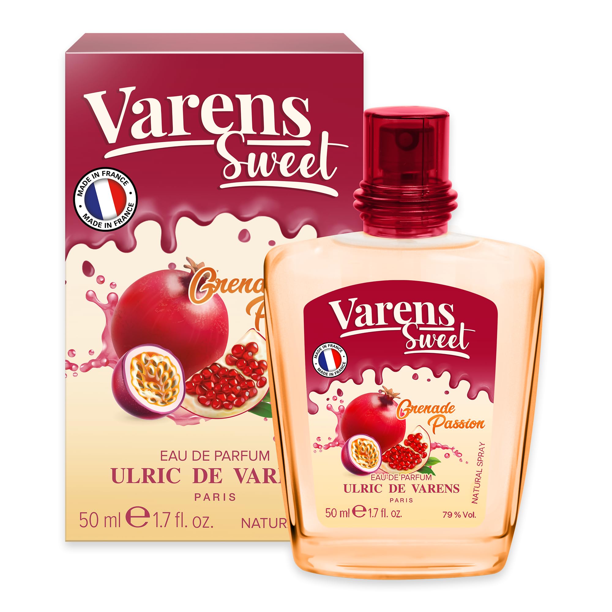 ULRIC DE VARENS Eau de Parfum Varens Sweet Grenade Passion - Parfum Fleuri Fruité pour Femmes - Vaporisateur 50 ml - Hit