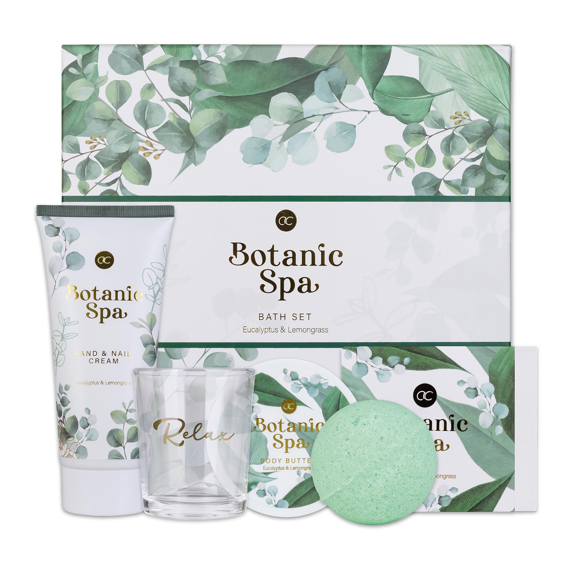 Accentra Coffret cadeau 5 pièces BOTANIC SPA - coffret de bain bien-être pour femmes - bougie parfumée, savon, crème pou