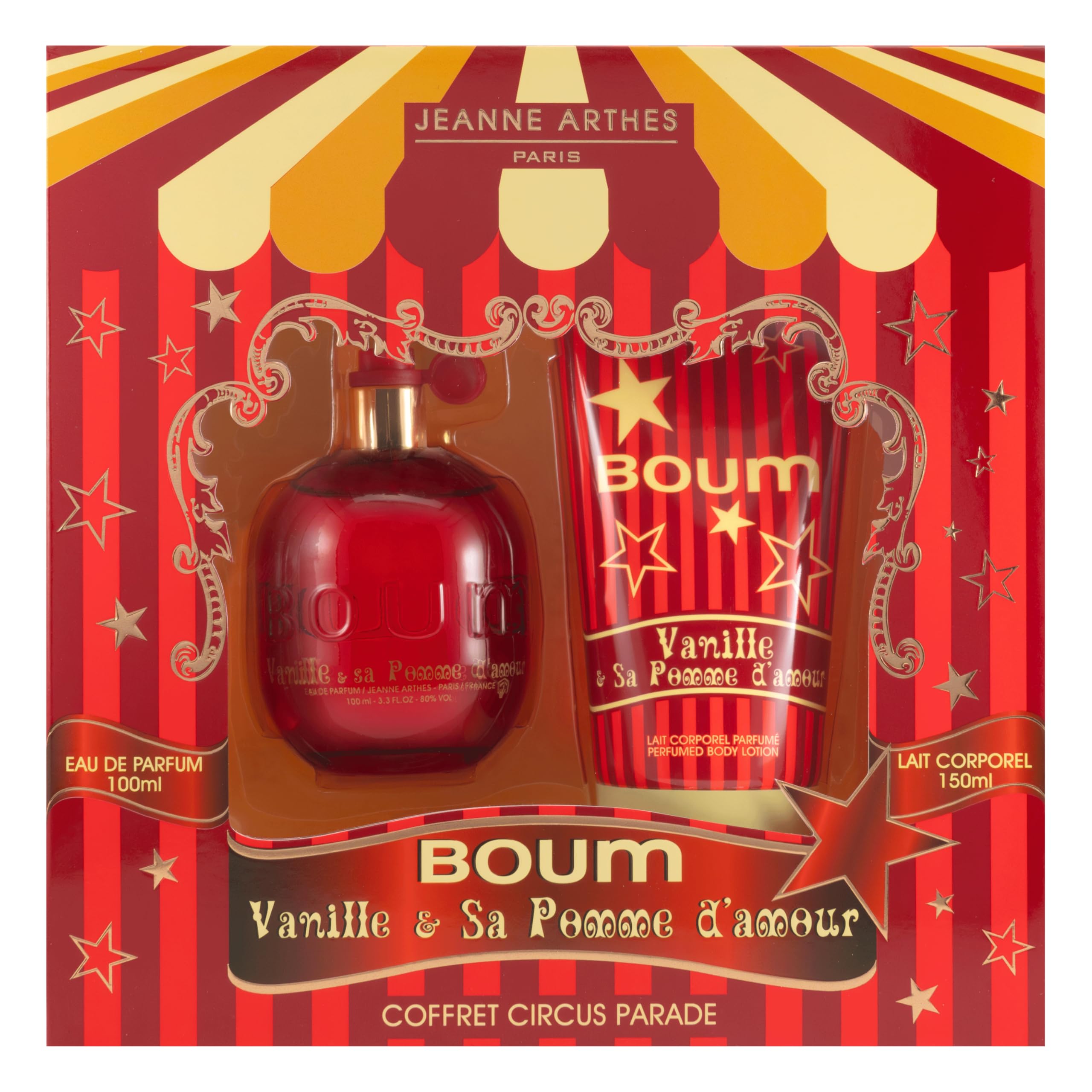 JEANNE ARTHES - Coffret Cadeau Vanille et Pomme d'Amour Eau de Parfum et Lait Corps - Parfum Vanille Musc France Grasse